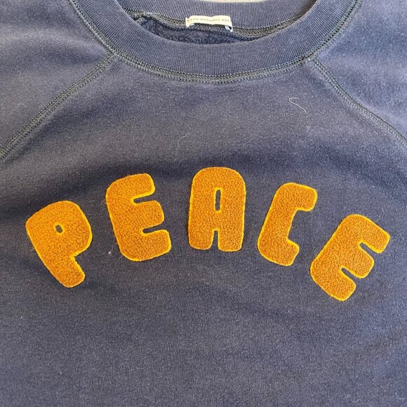American Eagle Womans Navy Sweatshirt With "Peace" Patch Design Ah-Mazingly Soft - Picture 2 of 10